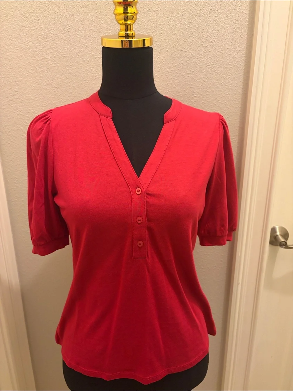 Boden Short Sleeve Open Neck Henley Pomegranate Size US6 New